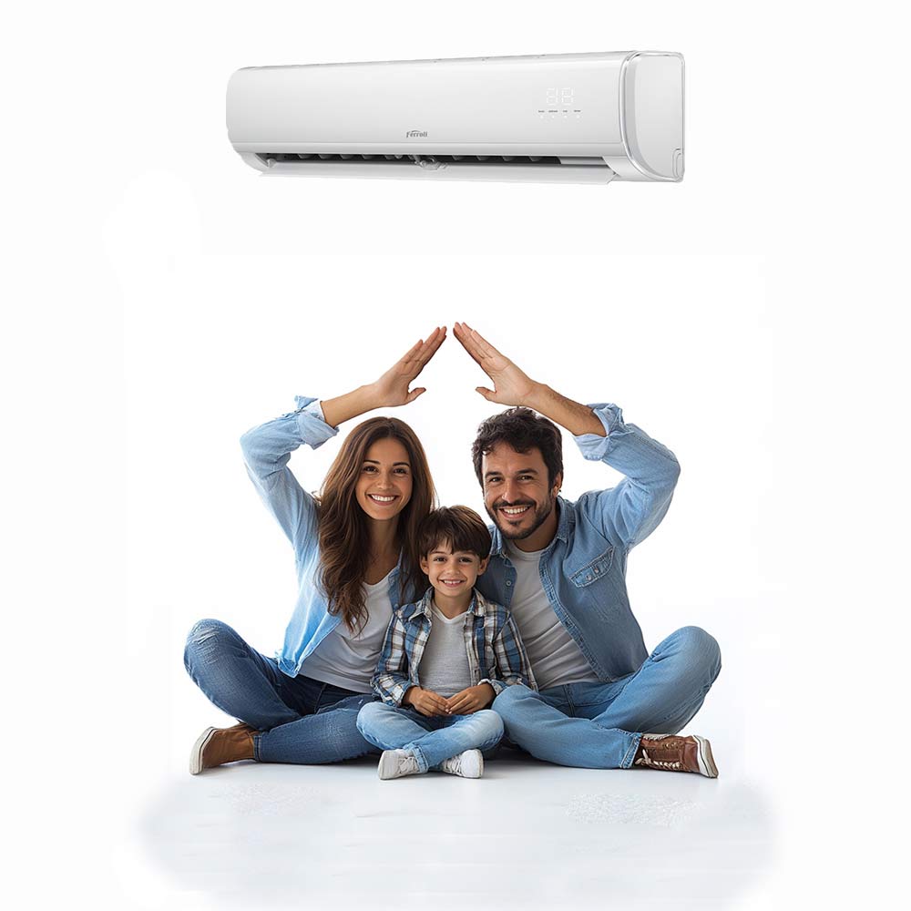 famiglia-con-climatizzatore3 Condizionatori Sassari - Energeo Srl - Climatizzatori Ferroli - Sime - Beretta